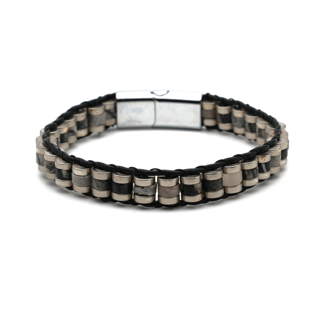 Picasso Jasper ve Hematit Sertifikalı Doğal Taş Bileklik SPF-A-090