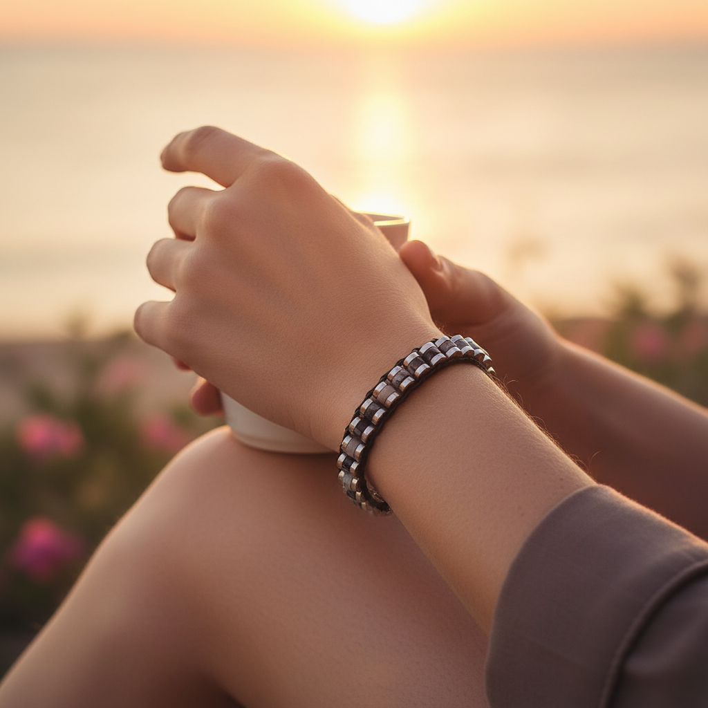 Picasso Jasper ve Hematit Sertifikalı Doğal Taş Bileklik SPF-A-090