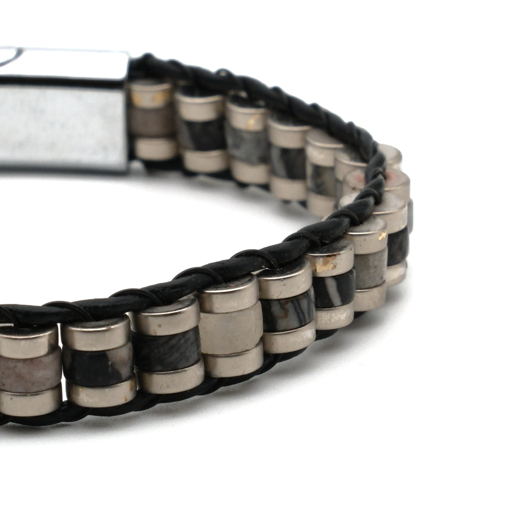 Picasso Jasper ve Hematit Sertifikalı Doğal Taş Bileklik SPF-A-090