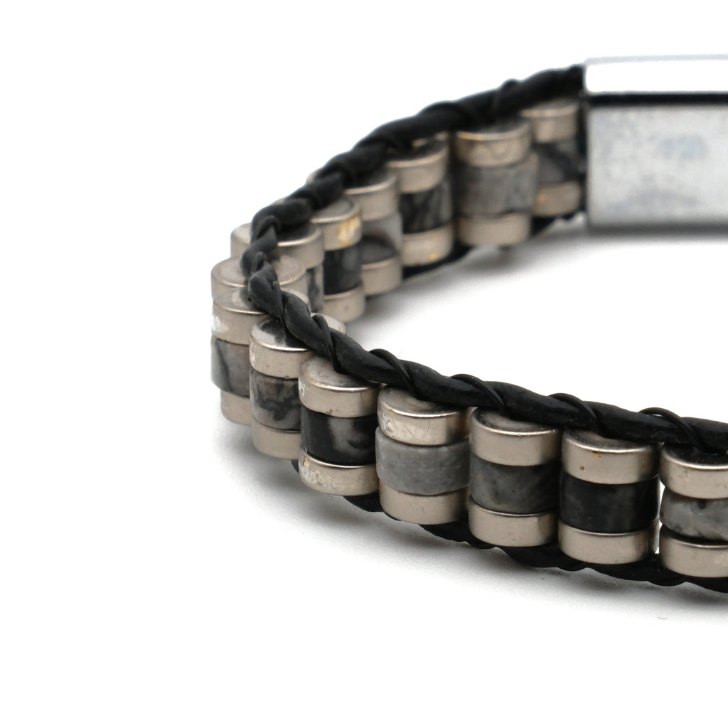 Picasso Jasper ve Hematit Sertifikalı Doğal Taş Bileklik SPF-A-090