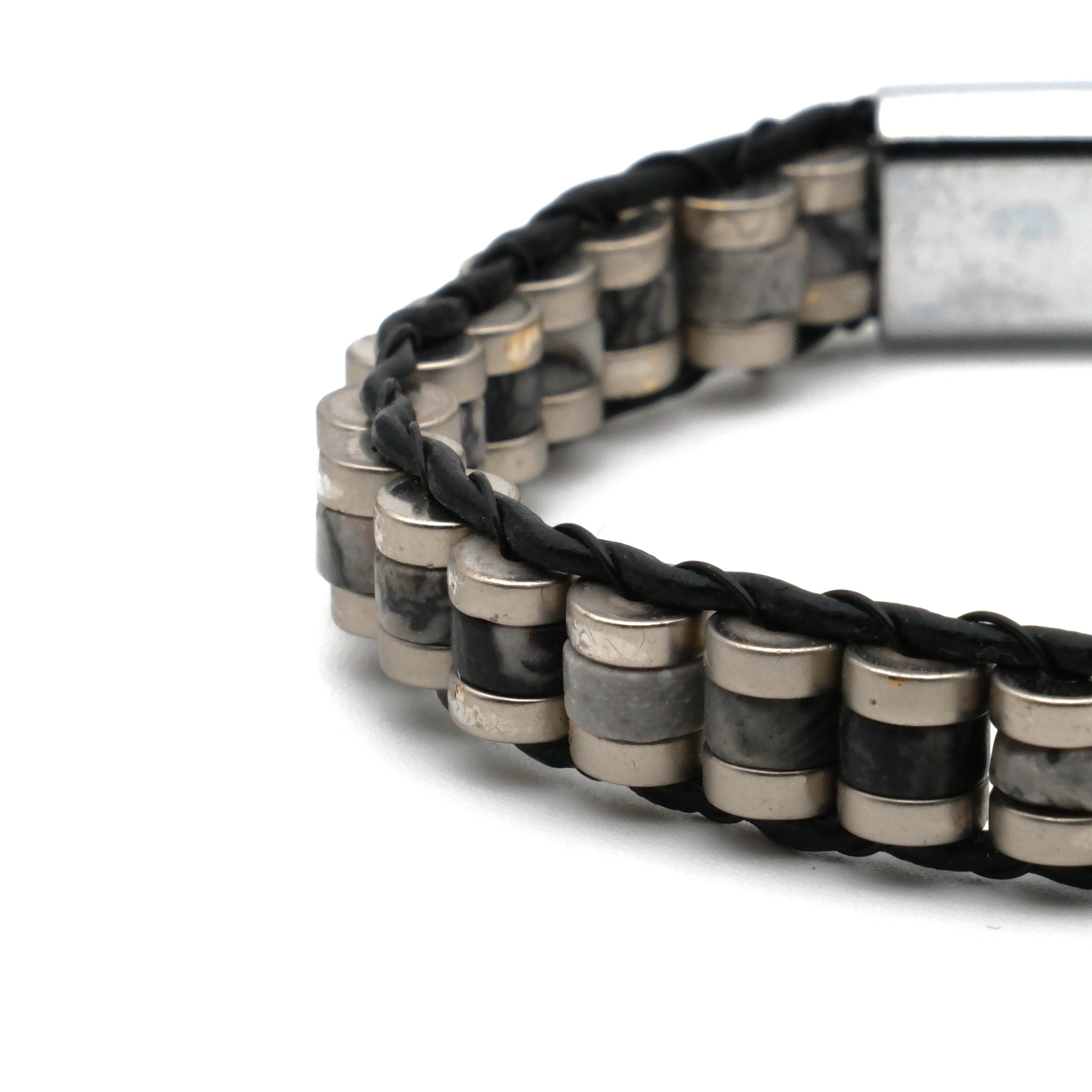 Picasso Jasper ve Hematit Sertifikalı Doğal Taş Bileklik SPF-A-090