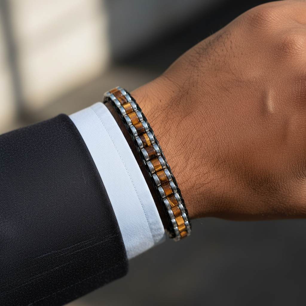 Kaplan Gözü ve Hematit Sertifikalı Doğal Taş Bileklik SPF-A-091