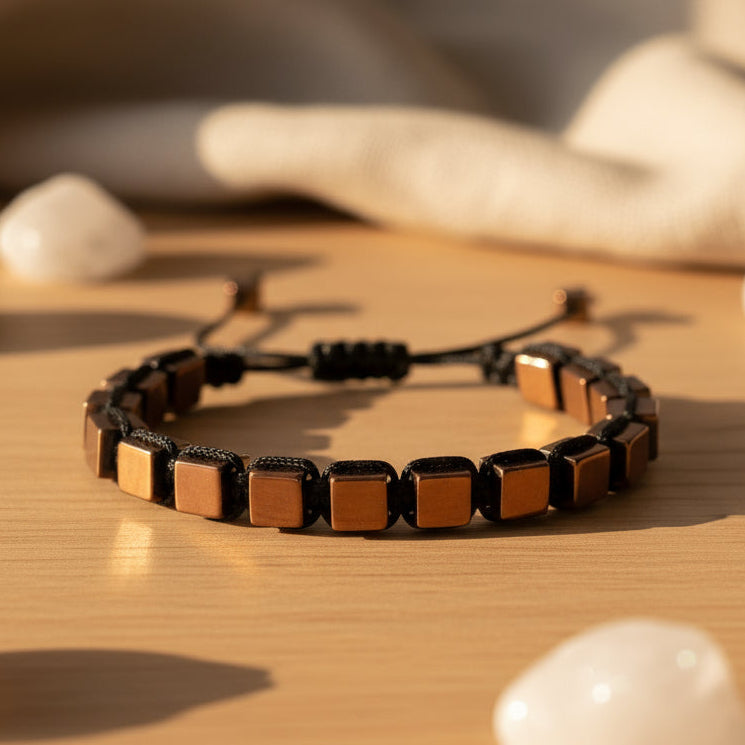 Hematit Macrome Sertifikalı Doğal Taş Bileklik SPF-A-092