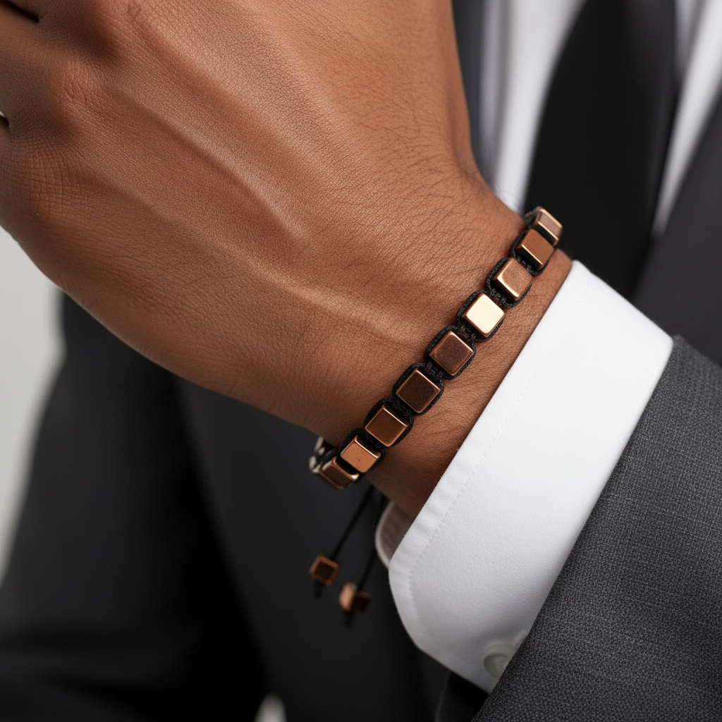 Hematit Macrome Sertifikalı Doğal Taş Bileklik SPF-A-092