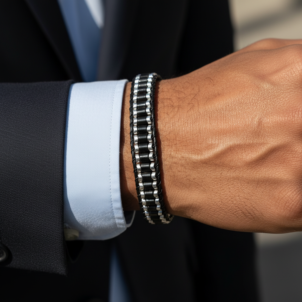 Oniks ve Hematit Sertifikalı Doğal Taş Bileklik SPF-A-093