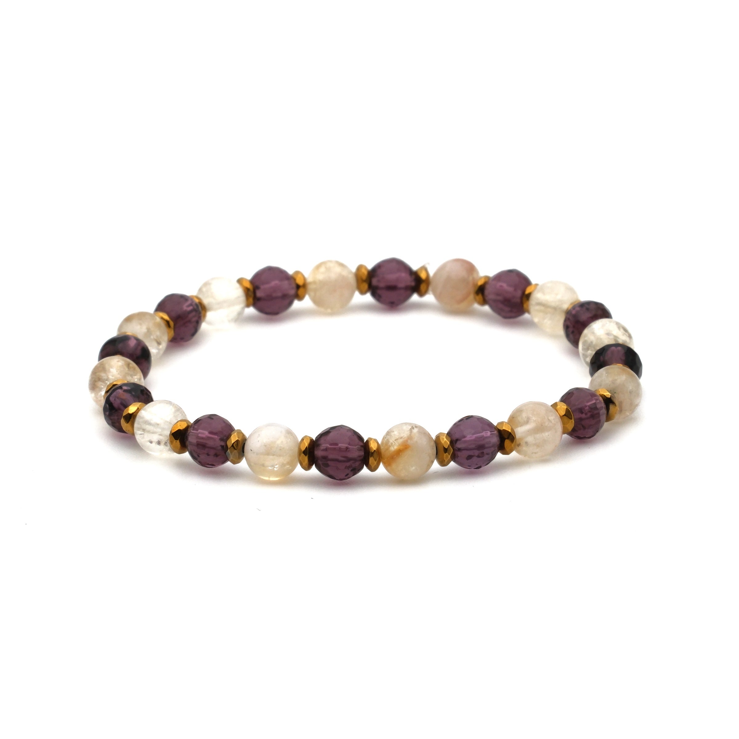 Ametist ve Sitrin Sertifikalı Doğal Taş Bileklik SPF-A-097