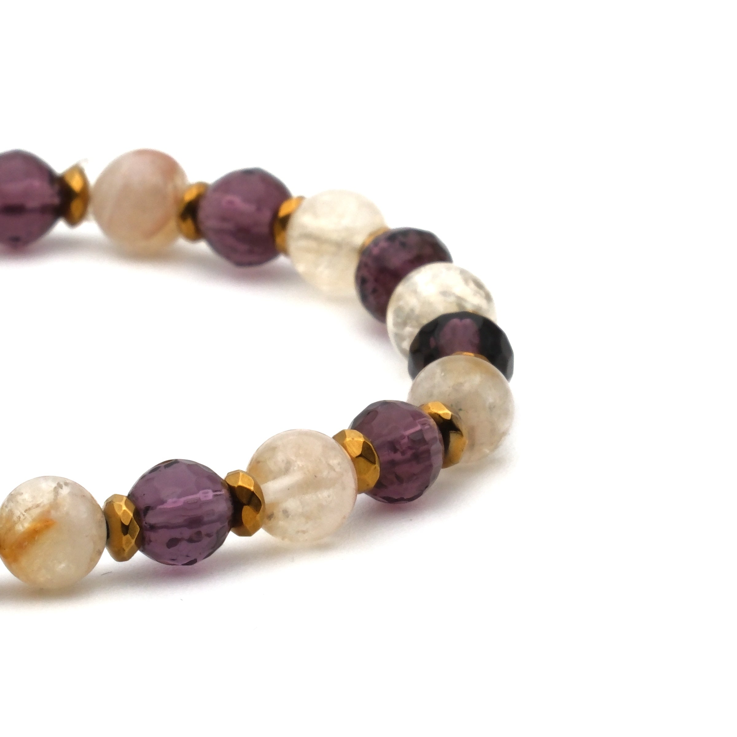 Ametist ve Sitrin Sertifikalı Doğal Taş Bileklik SPF-A-097