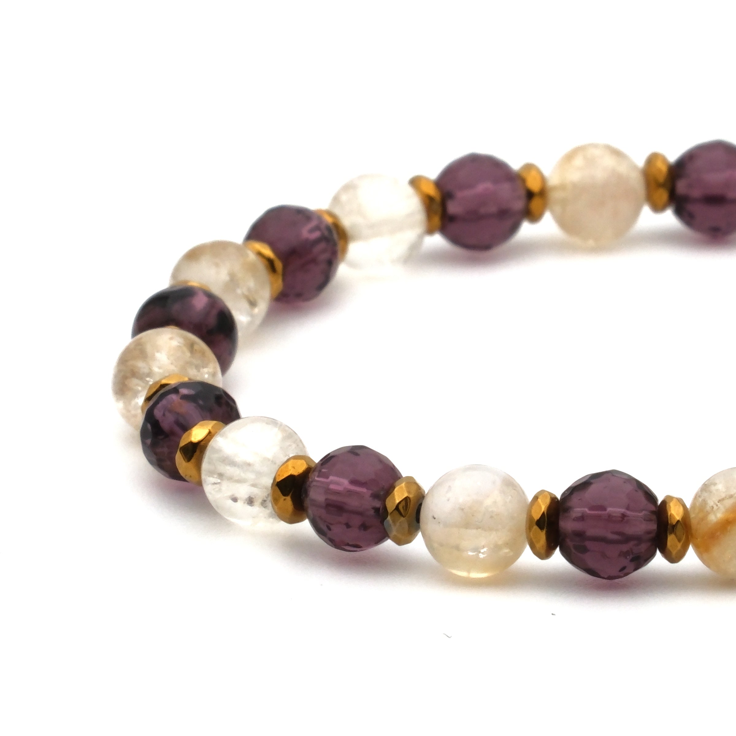 Ametist ve Sitrin Sertifikalı Doğal Taş Bileklik SPF-A-097