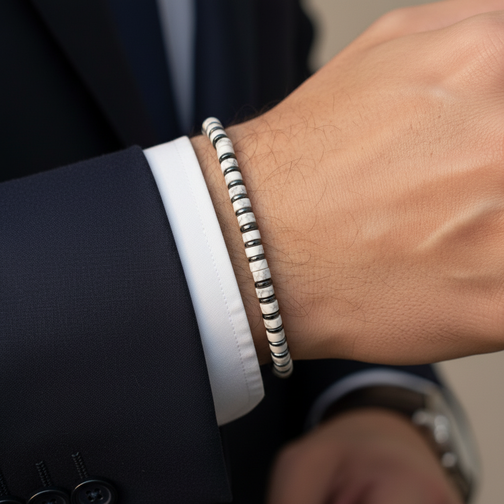 Havlit ve Hematit Sertifikalı Doğal Taş Bileklik SPF-A-096