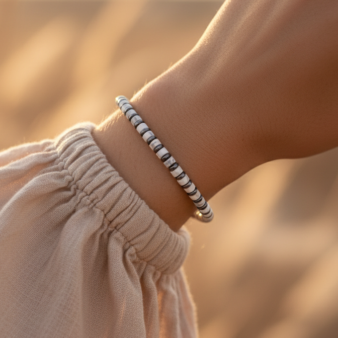 Havlit ve Hematit Sertifikalı Doğal Taş Bileklik SPF-A-096