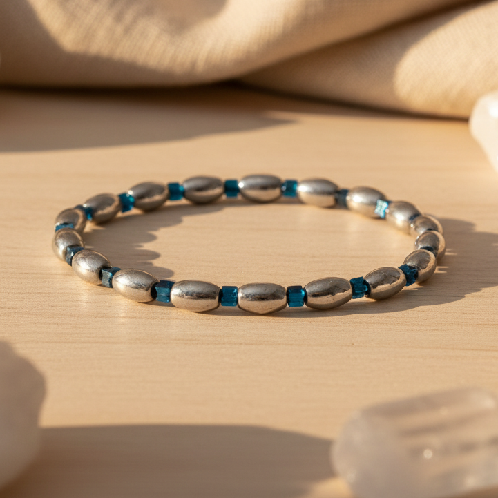 Hematit Sertifikalı Doğal Taş Bileklik SPF-A-094