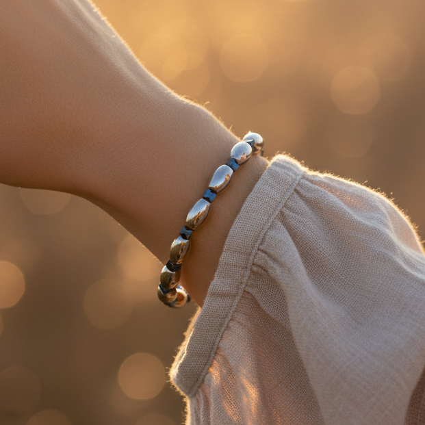 Hematit Sertifikalı Doğal Taş Bileklik SPF-A-094