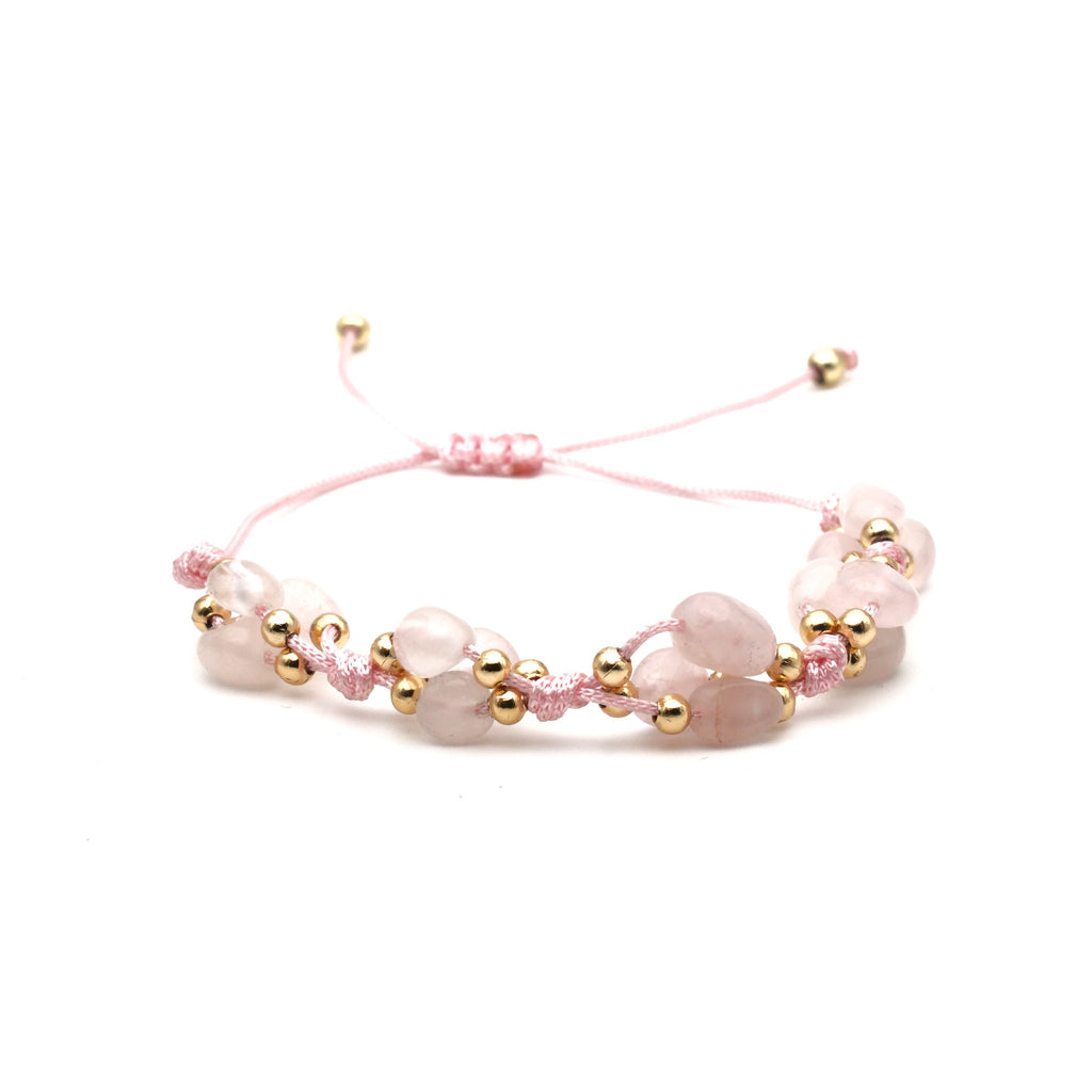 Pembe Kuvars Macrome Sertifikalı Doğal Taş Bileklik SPF-A-095