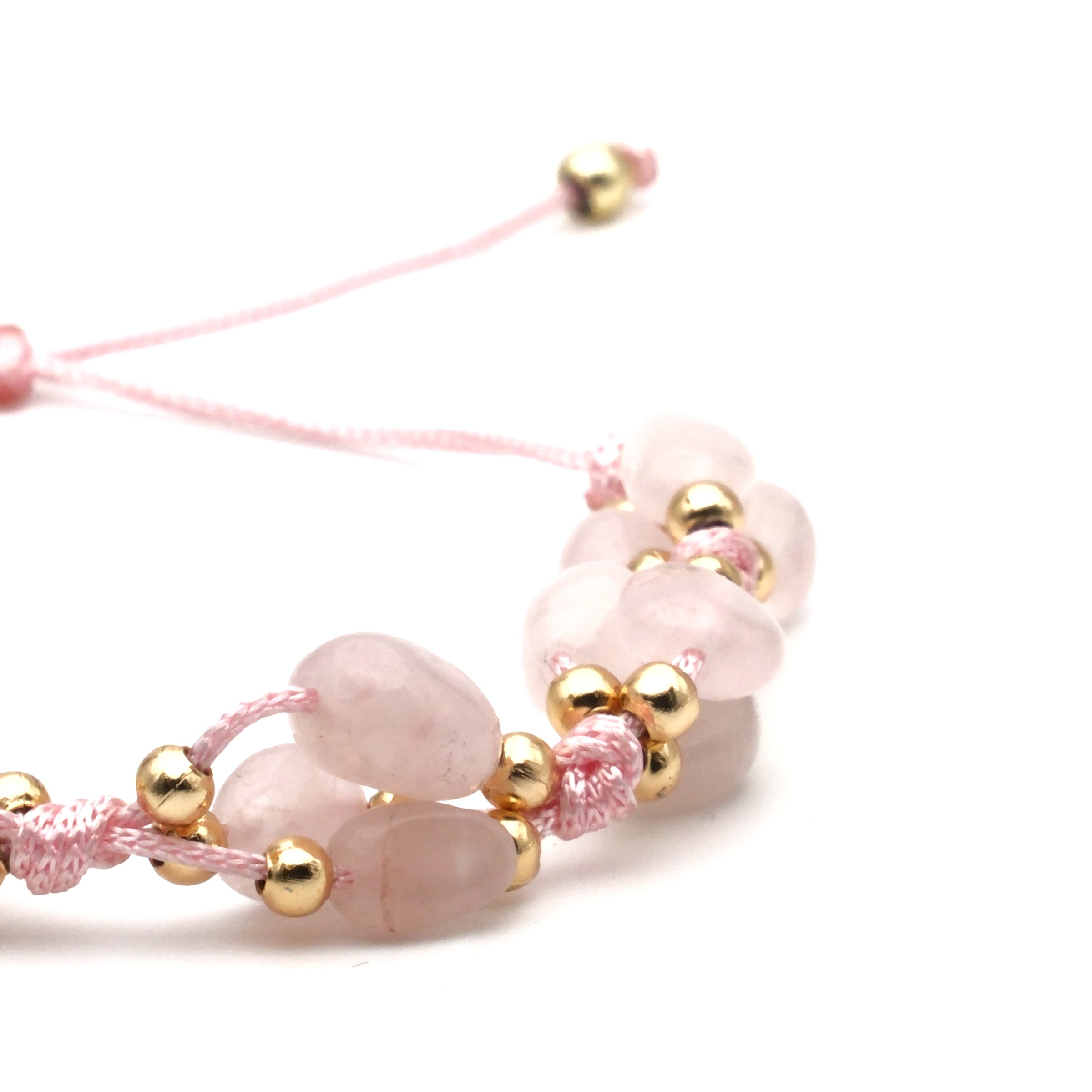 Pembe Kuvars Macrome Sertifikalı Doğal Taş Bileklik SPF-A-095