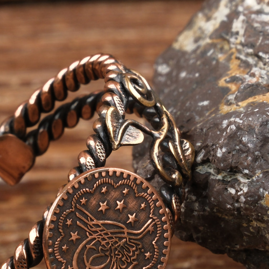 El Yapımı Motifli Saf Bakır Unisex Bileklik SPF-B-011