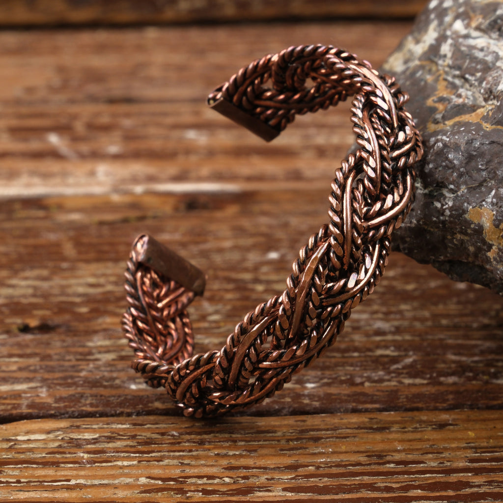 El Yapımı Motifli Saf Bakır Unisex Bileklik SPF-B-010