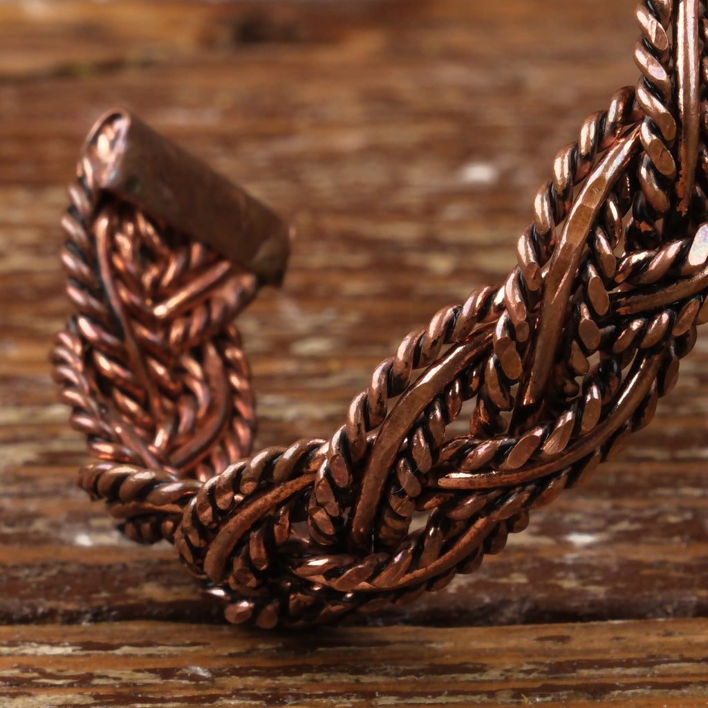 El Yapımı Motifli Saf Bakır Unisex Bileklik SPF-B-010