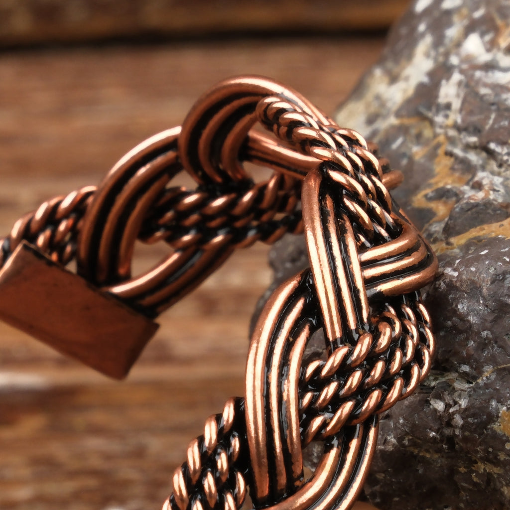 El Yapımı Motifli Saf Bakır Unisex Bileklik SPF-B-006