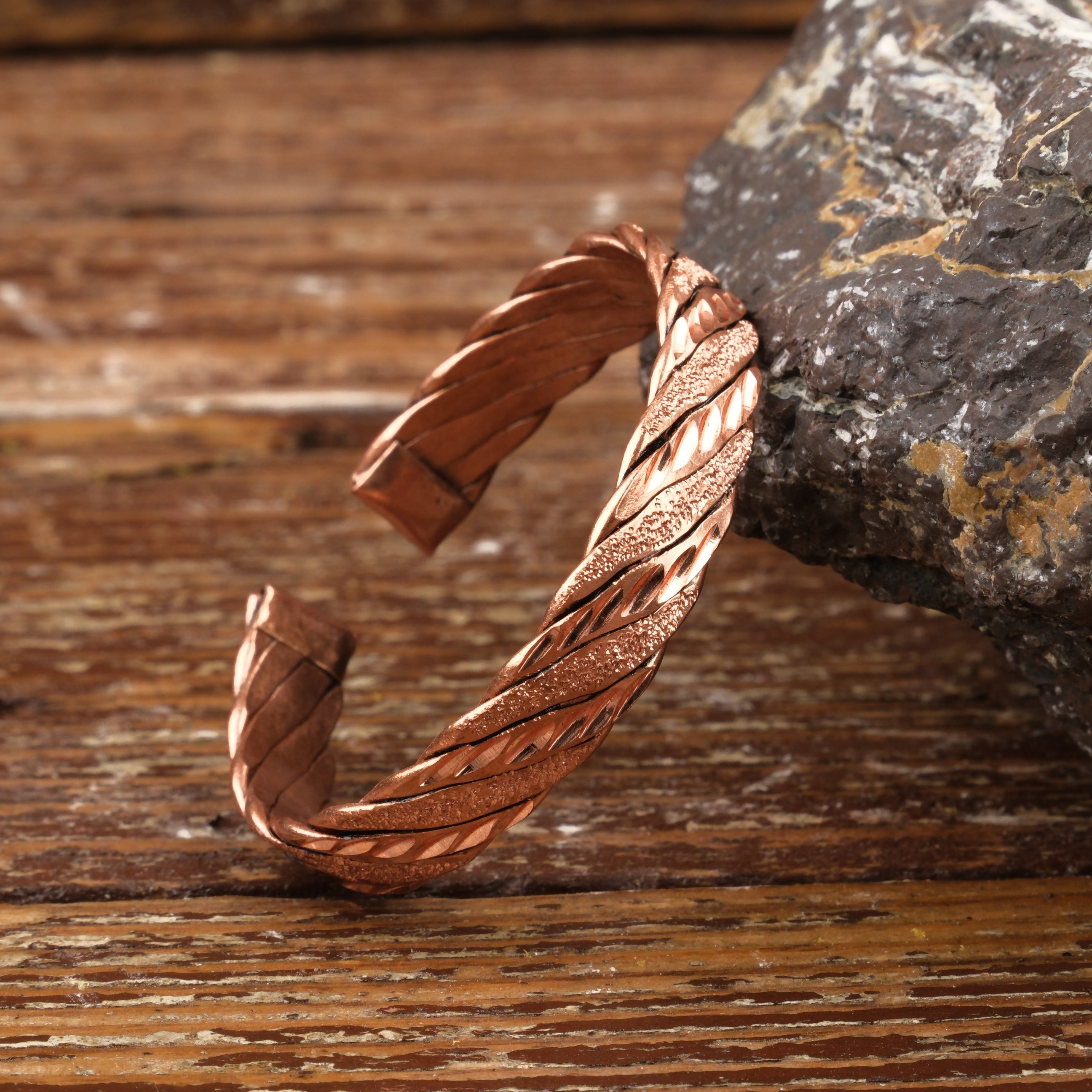 El Yapımı Motifli Saf Bakır Unisex Bileklik SPF-B-005