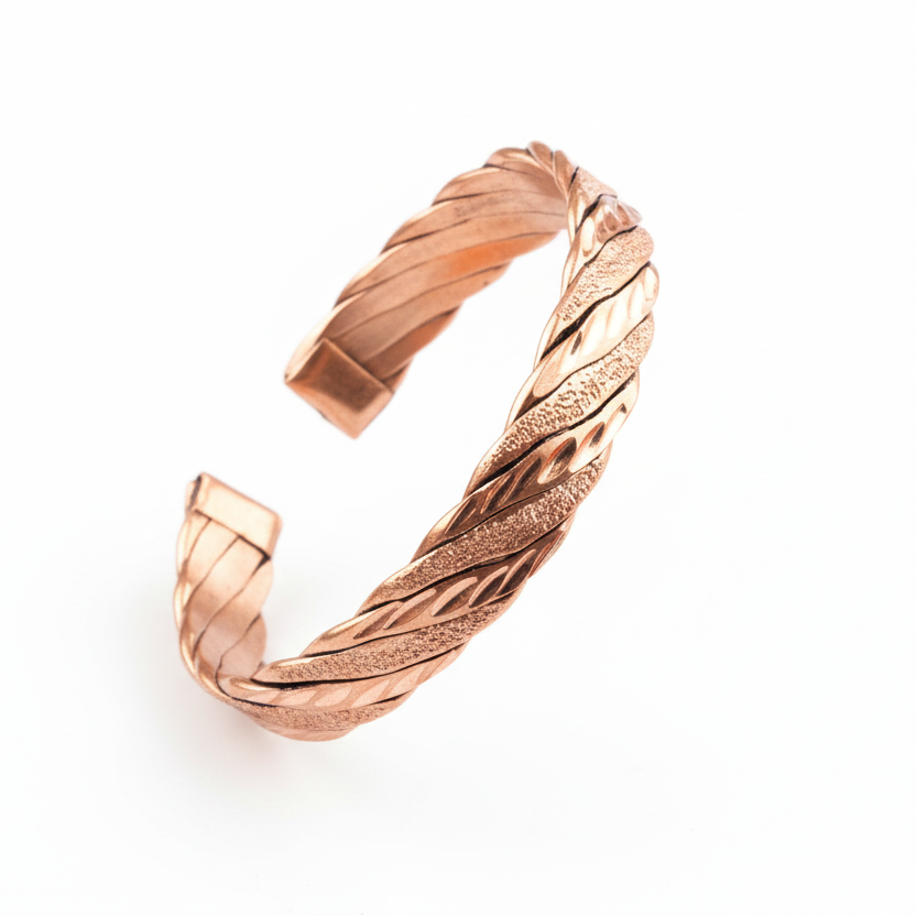 El Yapımı Motifli Saf Bakır Unisex Bileklik SPF-B-005