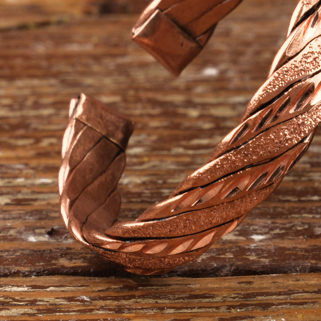 El Yapımı Motifli Saf Bakır Unisex Bileklik SPF-B-005