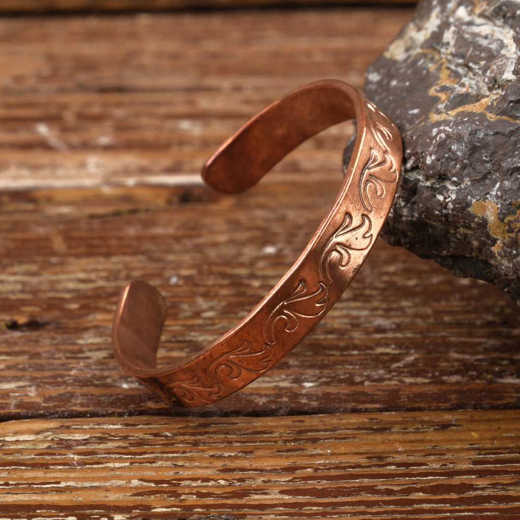 El Yapımı Motifli Saf Bakır Unisex Bileklik SPF-B-004