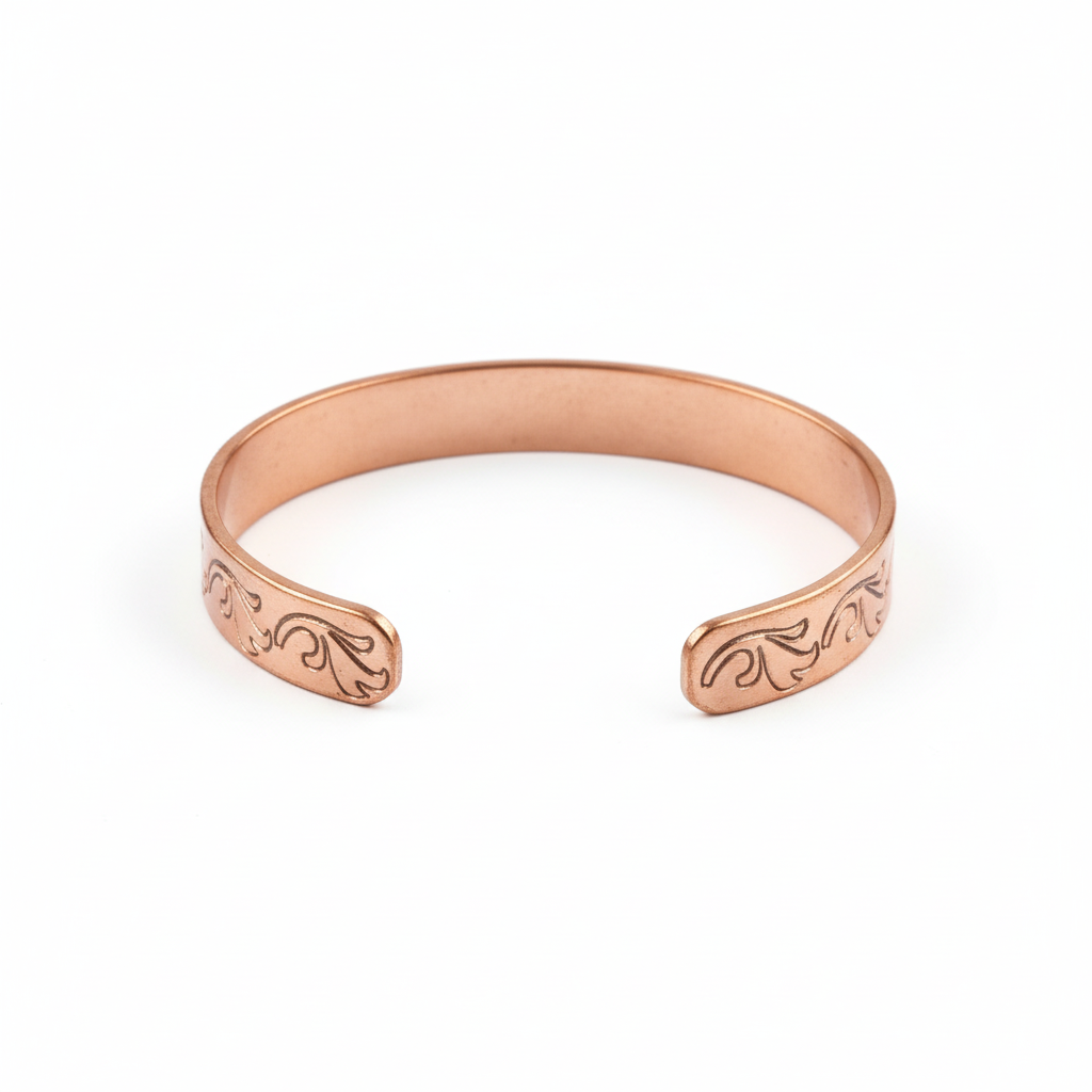 El Yapımı Motifli Saf Bakır Unisex Bileklik SPF-B-004