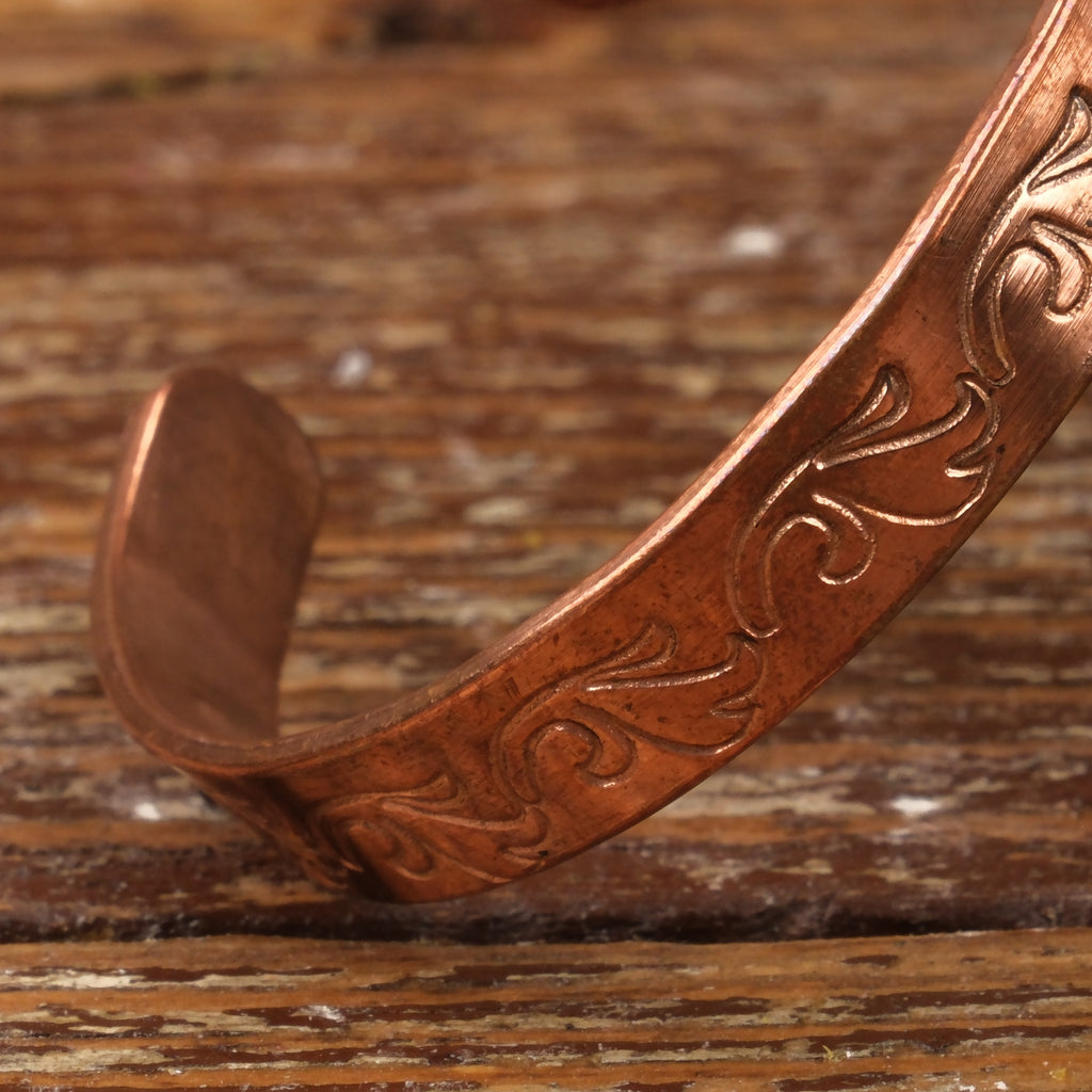 El Yapımı Motifli Saf Bakır Unisex Bileklik SPF-B-004