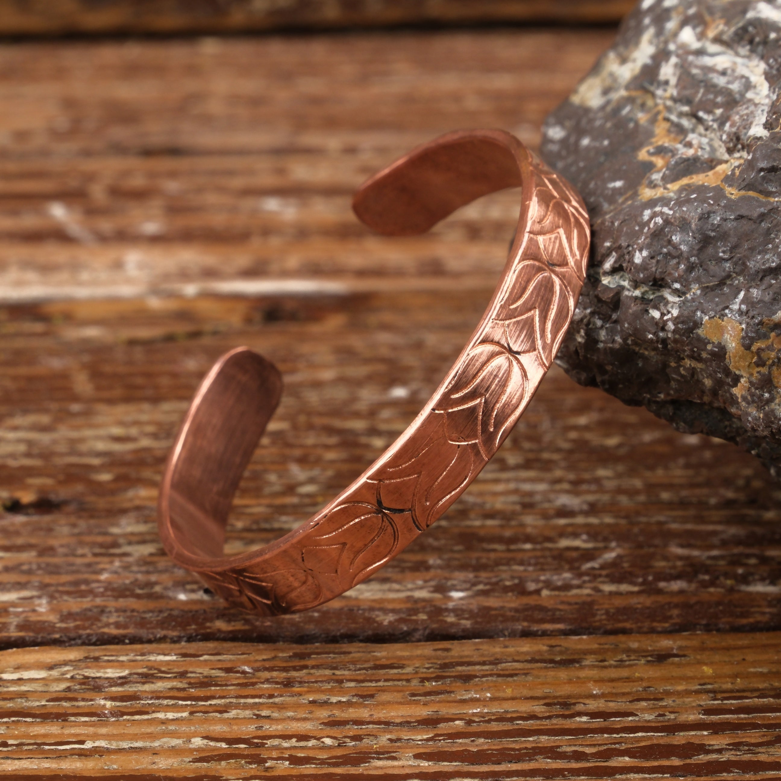 El Yapımı Motifli Saf Bakır Unisex Bileklik SPF-B-003