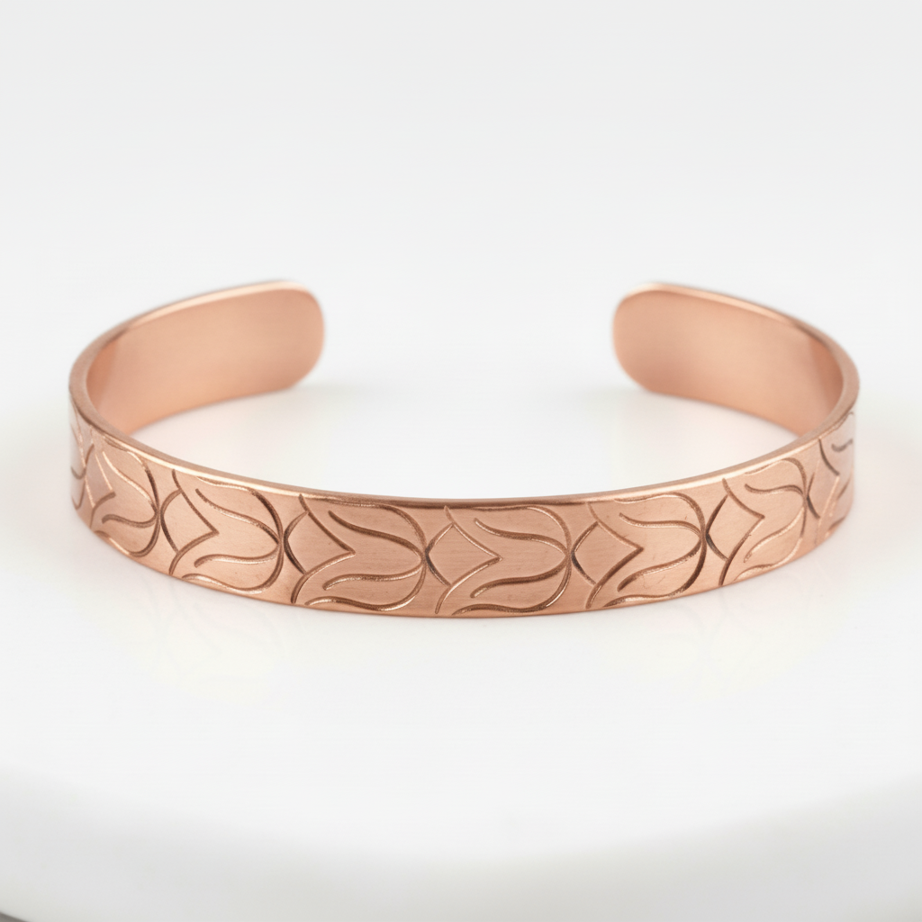 El Yapımı Motifli Saf Bakır Unisex Bileklik SPF-B-003