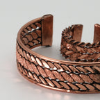 El Yapımı Motifli Saf Bakır Unisex Bileklik ve Yüzük Seti SPF-B-018