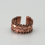 El Yapımı Motifli Saf Bakır Unisex Bileklik ve Yüzük Seti SPF-B-018