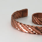 El Yapımı Motifli Saf Bakır Unisex Bileklik ve Yüzük Seti SPF-B-019