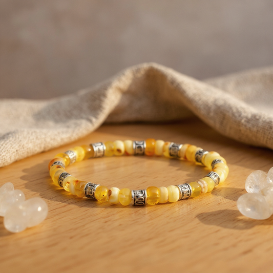 Amber and Hematite Natural Stone Bracelet SPF-A-042