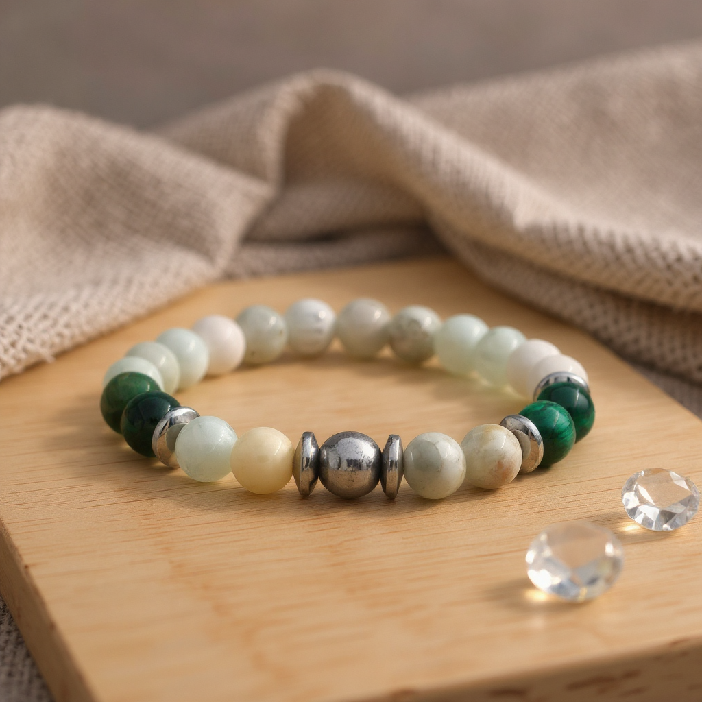 Aquamarine Tiger Eye Hematite Natural Stone Bracelet SPF-A-005
