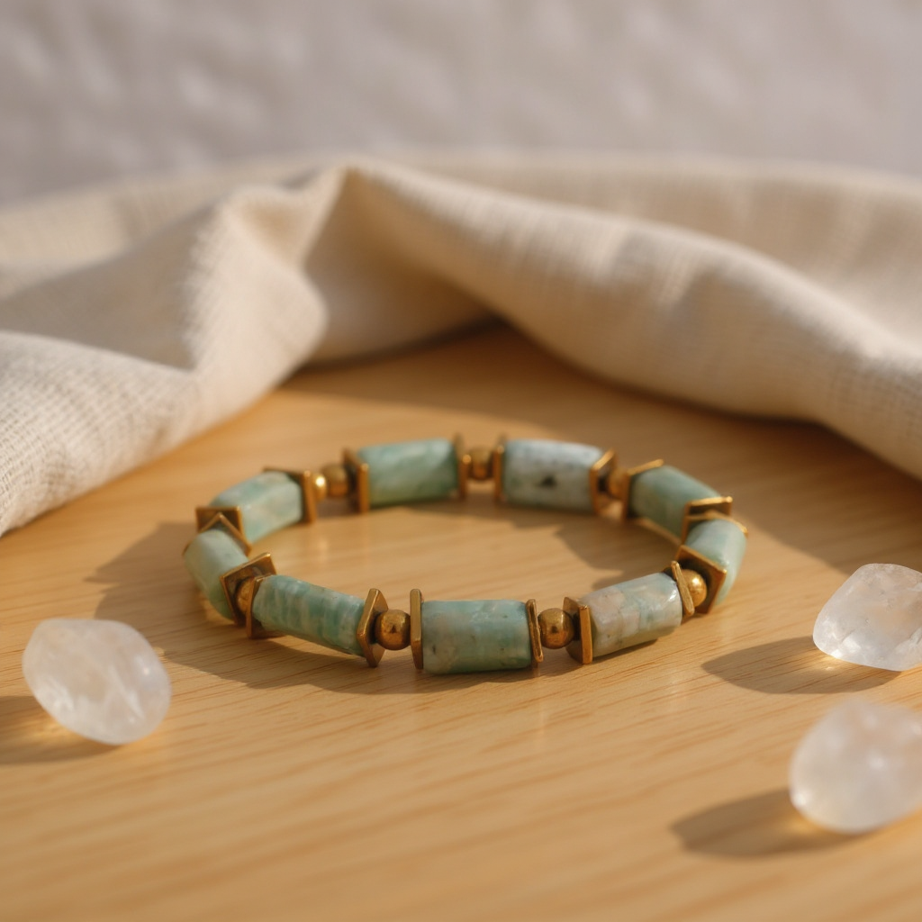 Amazonit Hematit Sertifikalı Doğal Taş Bileklik SPF-A-007