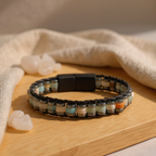 Amazonite and Hematite Certified Natural Stone Bracelet SPF-A-009