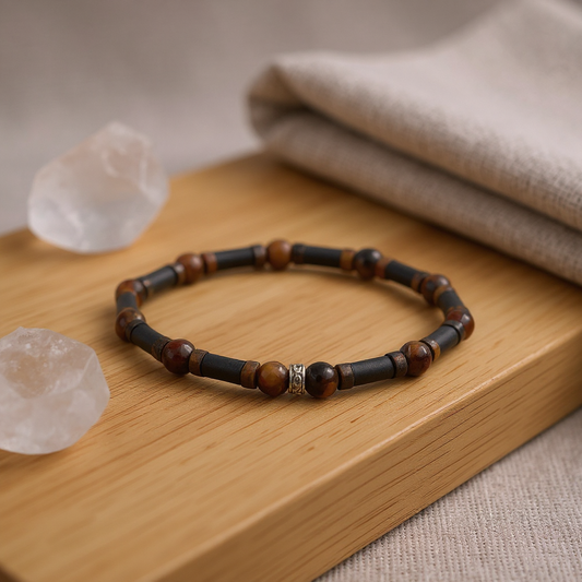 Tiger Eye and Onyx Natural Stone Bracelet SPF-A-041