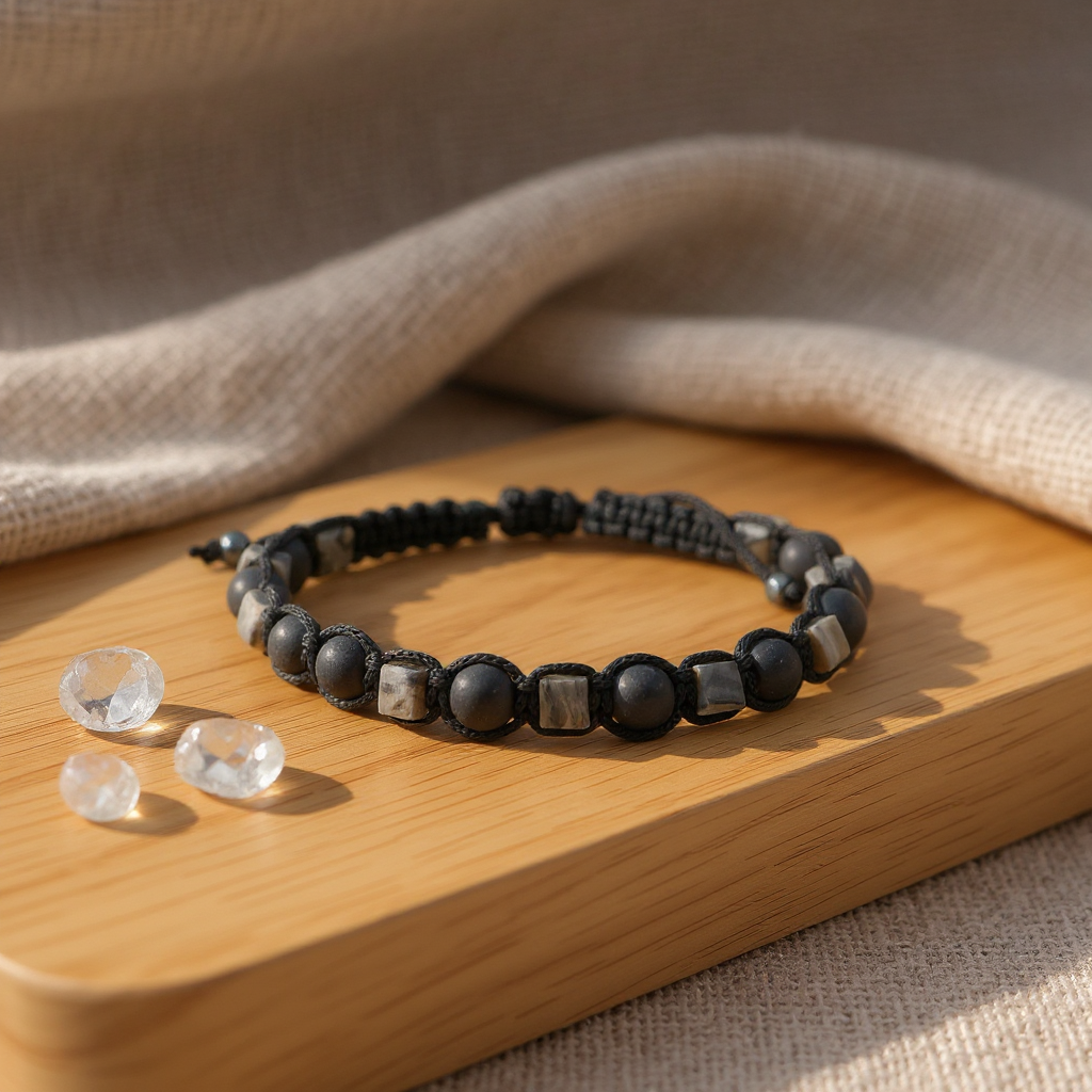 Jasper ve Hematit Makrome Sertifikalı Doğal Taş Bileklik SPF-A-028