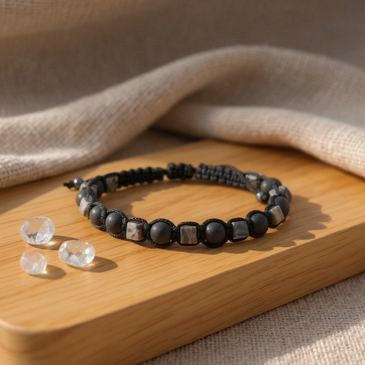 Jasper and Hematite Macrame Natural Stone Bracelet SPF-A-028