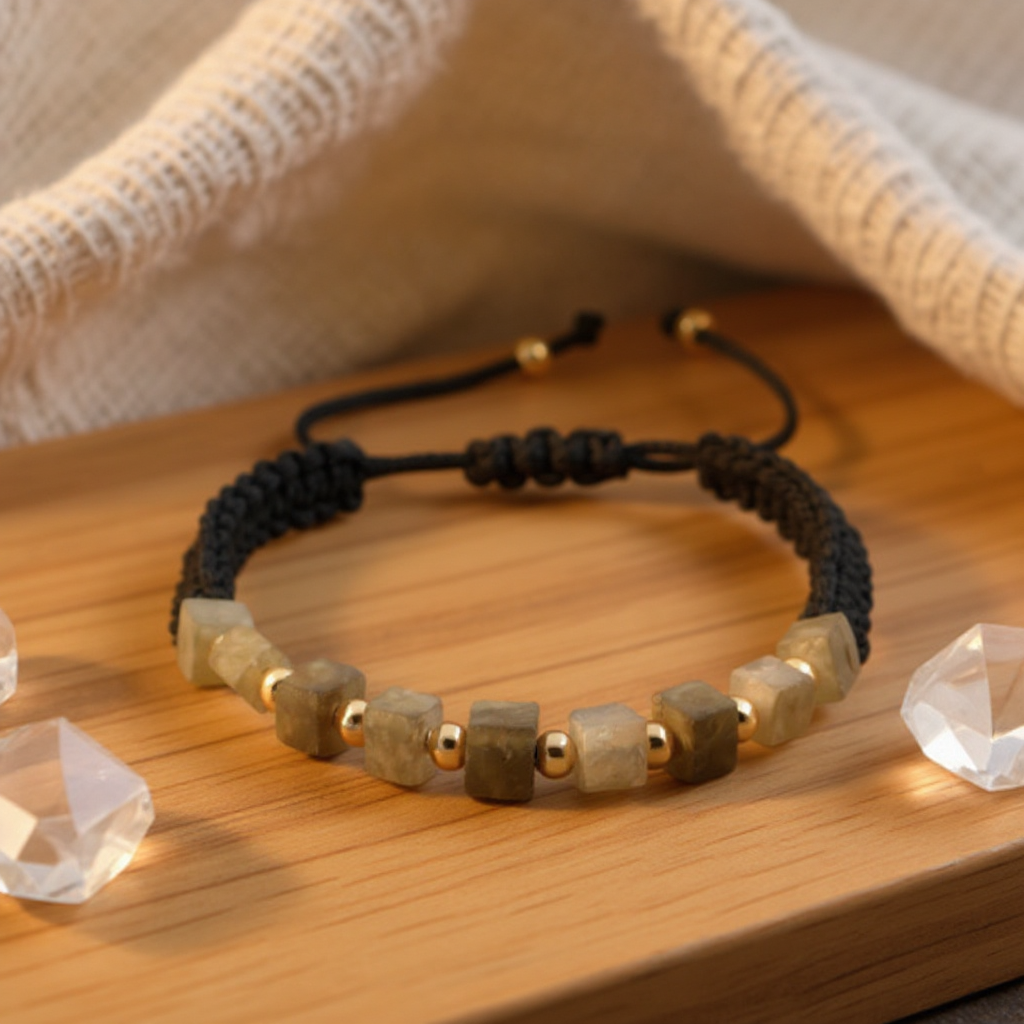 Labradorit Macrome Sertifikalı Doğal Taş Bileklik SPF-A-050