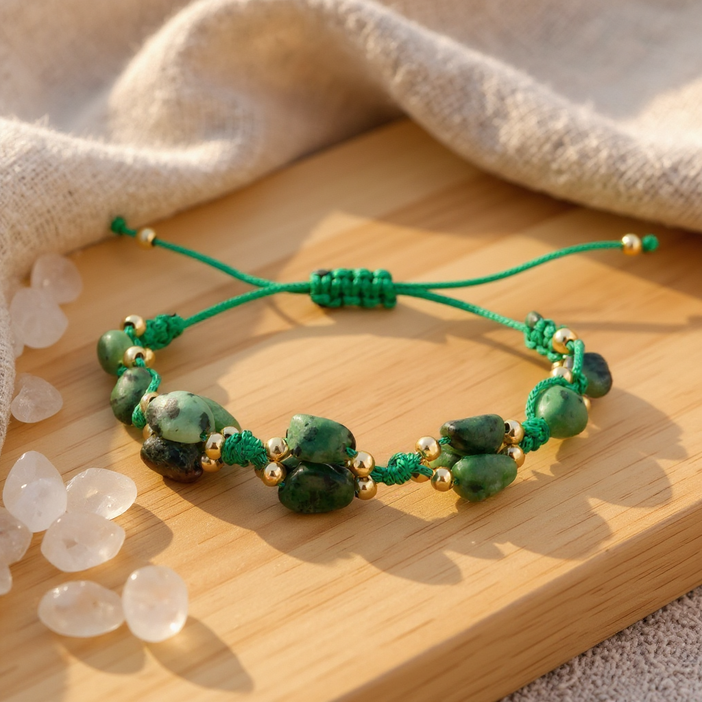 Anyolit Taşı (Ruby Zoisite) Macrome Sertifikalı Doğal Taş Bileklik SPF-A-013