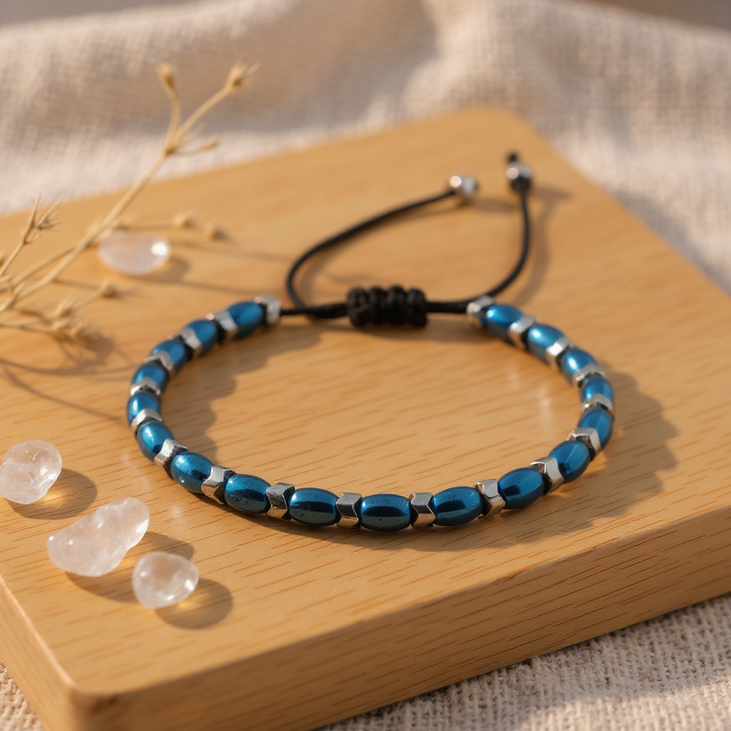 Hematit Macrome Sertifikalı Doğal Taş Bileklik SPF-A-026