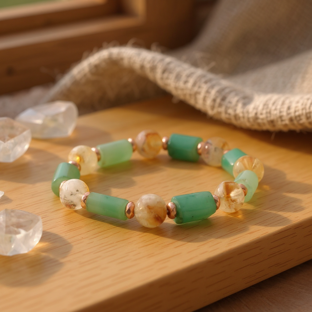 Aventurin Ve Küre Sitrin Sertifikalı Doğal Taş Doğal Taş Bileklik SPF-A-017