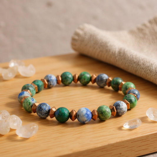 Azurite and Hematite Natural Stone Bracelet SPF-A-019