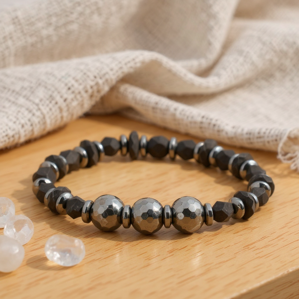 Hematit Sertifikalı Doğal Taş Bileklik SPF-A-023
