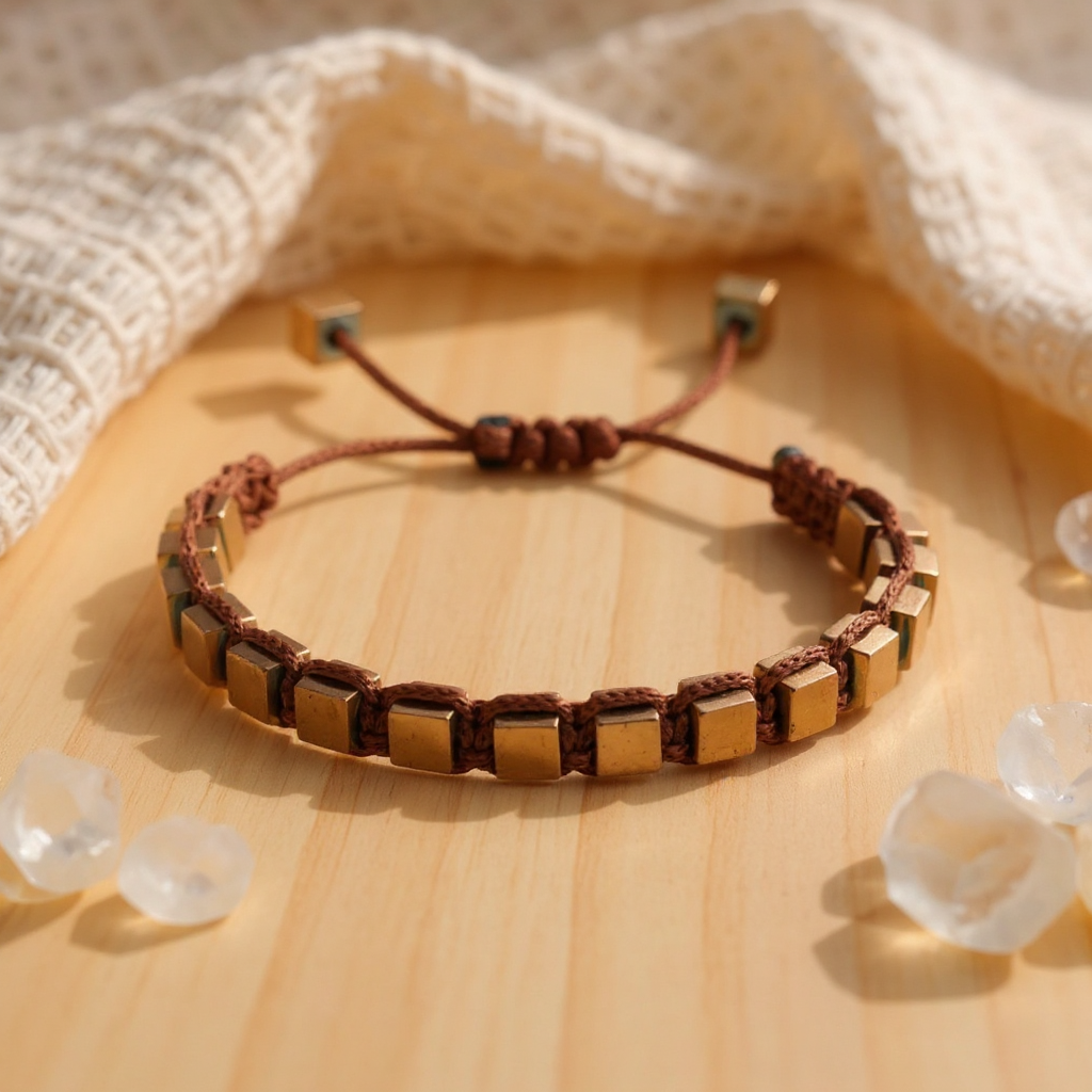 Hematit Macrome Sertifikalı Doğal Taş Bileklik SPF-A-027