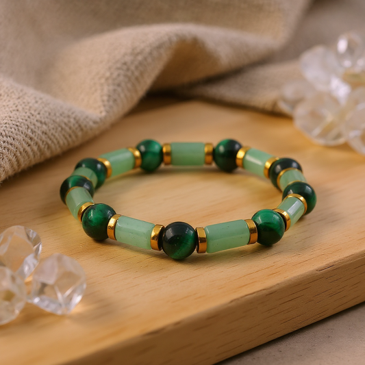 Tiger Eye and Aventurine Natural Stone Bracelet SPF-A-034