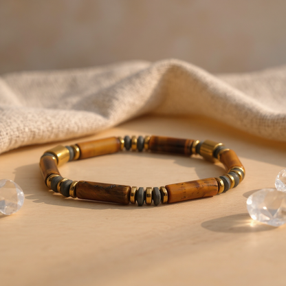 Tiger Eye and Hematite Natural Stone Bracelet SPF-A-038