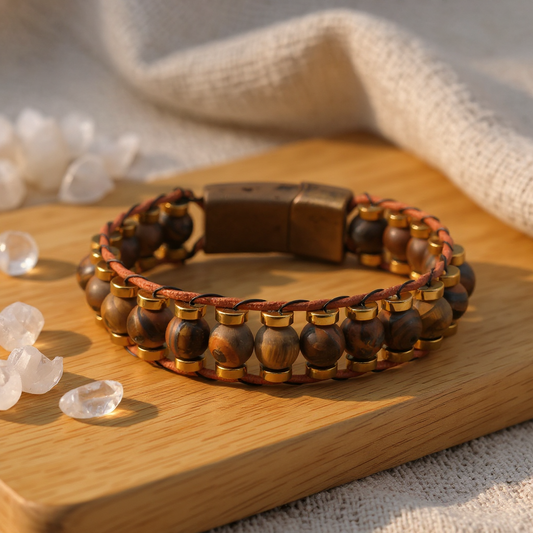Tiger Eye and Hematite Natural Stone Bracelet SPF-A-039